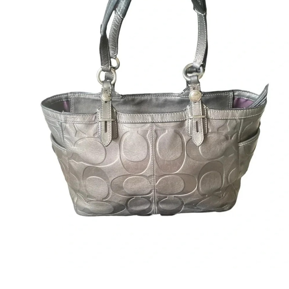 Coach leather silver tote